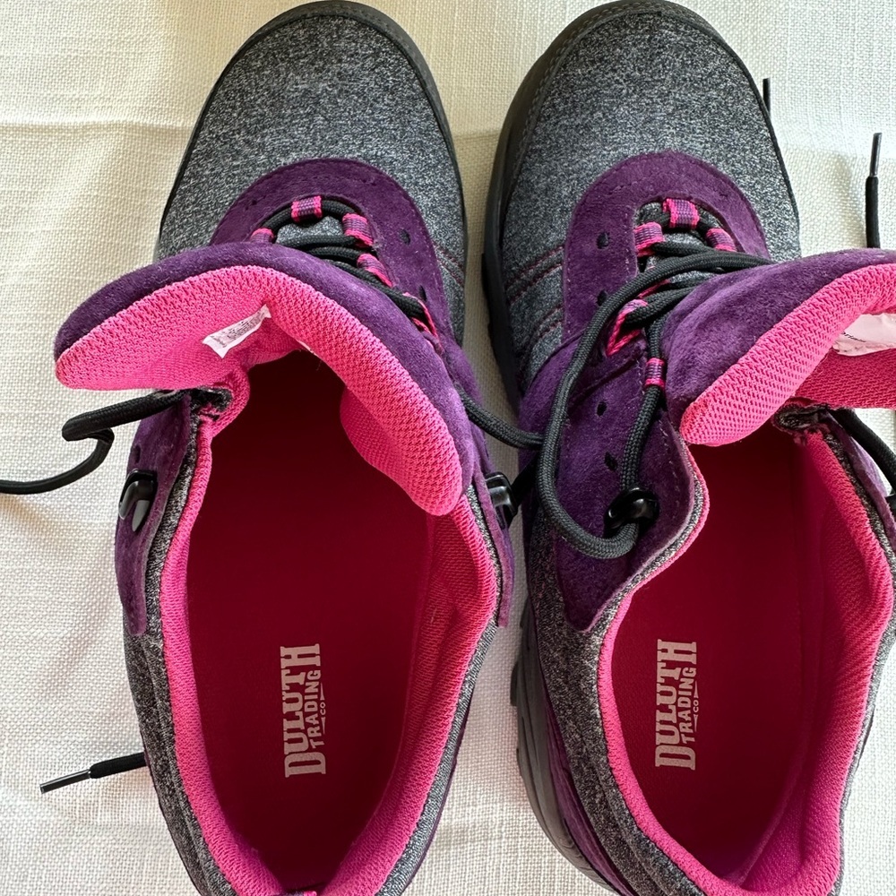 Duluth Trading Co, Jillpine Waterproof Hiking Shoes, Purple and Grey. - Picture 5 of 8